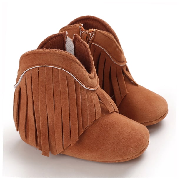 Zapatos de cuna Zapatos de bebé para niña Cremallera lateral infantil Suela de algodón Sólido