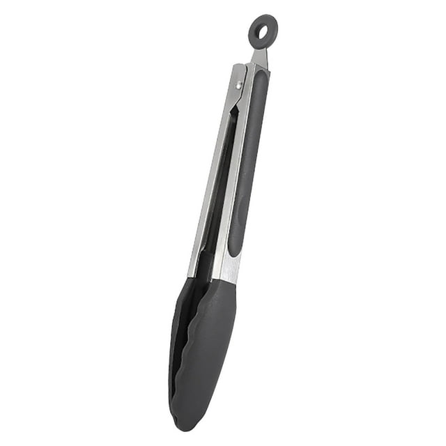 Fridja Silicone Tongs for Cooking, 9 Inches Heat Resistant Non-Stick Kitchen Tongs with Heat Up to 480°F for Salad, Cooking, Grilling, 304 Stainless Steel and Silicone Tips, Gray