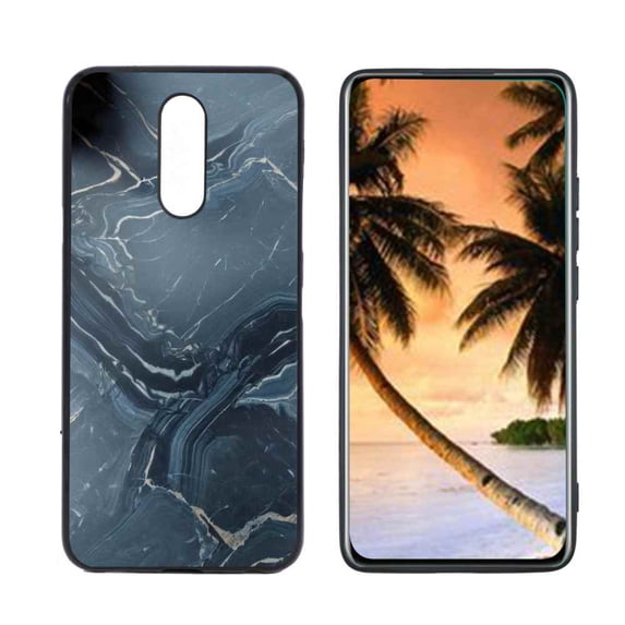 Dark-Marble-Stone-204 Phone Case, Degined for LG Xpression Plus 2 Case Men Women, Flexible Silicone Shockproof Case for LG Xpression Plus 2