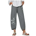 thumbnail image 2 of Pantalon Large pour Femmes Mode Décontractée Imprimé Papillon Lin et Coton Large Jambe, 2 of 3