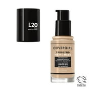 COVERGIRL TruBlend Matte Made Liquid Foundation, L20 Light Ivory, 1 fl oz, Matte Foundation, Moisturizing Foundation, Cruelty-Free Foundation, Blends Seamlessly, Won't Clog Pores