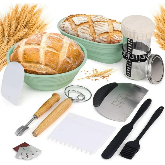 Banneton Bread Anti-Counterfeiting Basket, Sourdough Baking supplies, Complete Sourdough Beginner's Toolkit, Bread Puller, Danish Dough Whiskey, Bread Basket, Sourdough Bread Banneton Basket (Sage Gr