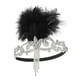 thumbnail image 4 of Diadema estilo flapper, accesorio retro para disfraz, diadema con plumas de diamantes de imitación y temática de los años 20. Negro, 4 of 7