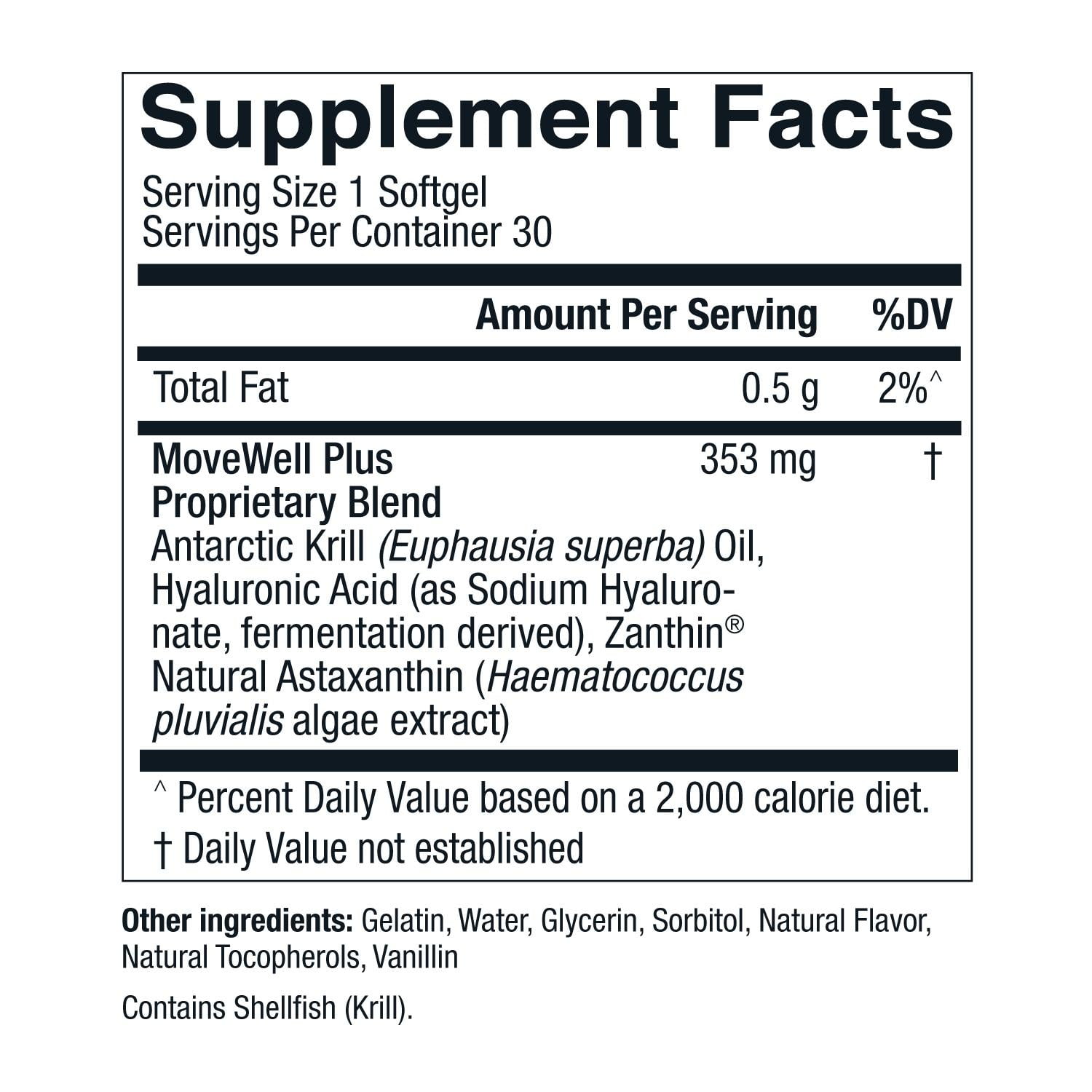 Live Conscious Movewell Plus Antarctic Krill Oil, Healthy Joint & Muscle Support Supplement, 353 mg, 60 Softgels