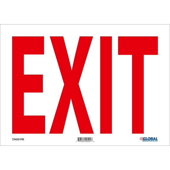 Global Industrial B2332429 Exit Sign - Pressure Sensitive Vinyl - 14 x 10 in.
