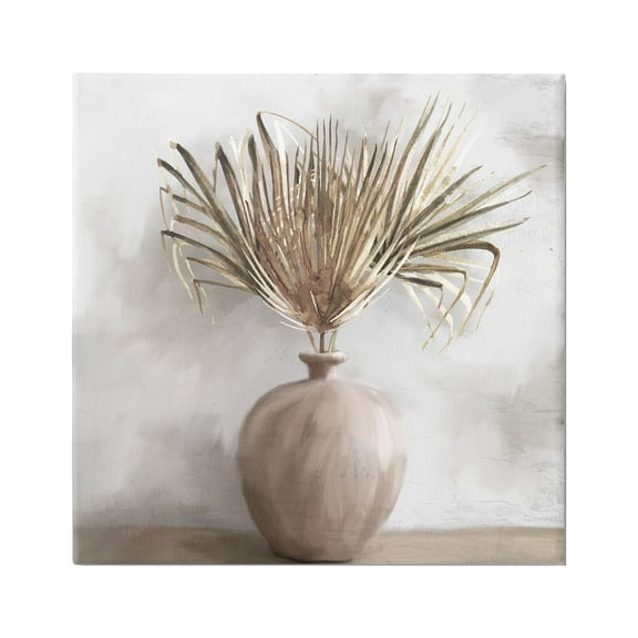 Stupell Industries Fan Plant in Vase Botanical & Floral Painting Gallery Wrapped Canvas Art Print Wall Art, 17 x 17