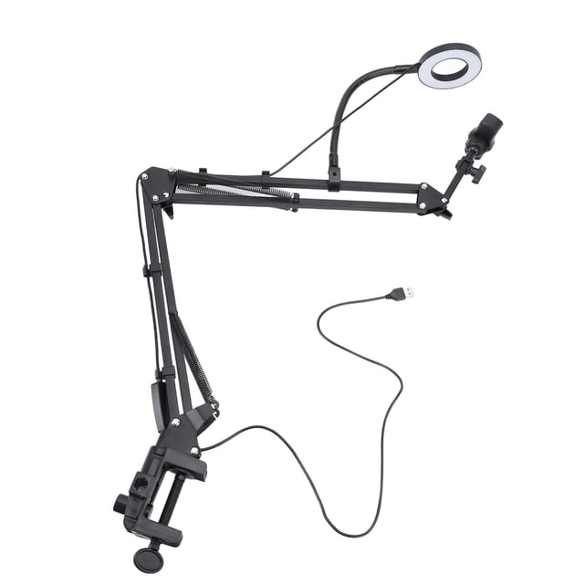 Ring Light with Clamp and Phone Holder, Stable 3 Color Temperatures Overhead Phone Mount With Ring Light for Eyelash Extension