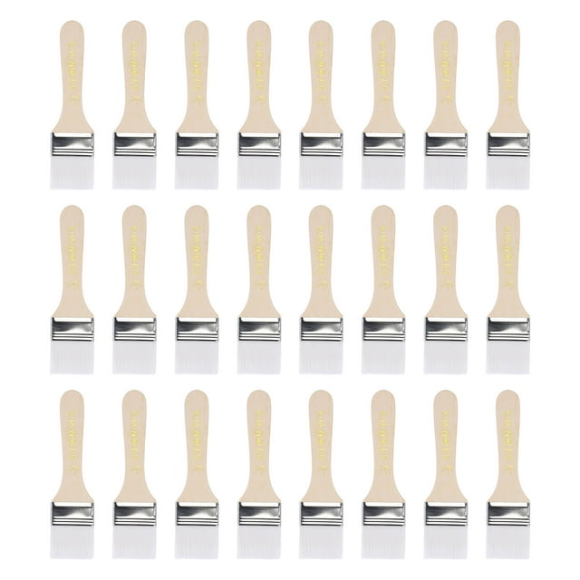 Uxcell 24Pcs 6" Pincel de pintura 1.4" de ancho con cerdas de nylon suave y mango de madera para paredes, gabinetes, cercas blancas