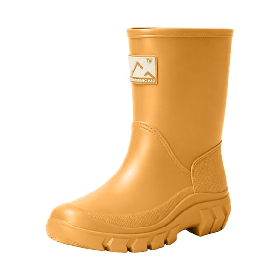 Gpaecead Women Mid Calf Rain Boots Pvc Waterproof Durable Comfortable Pull On Shoes For Gardening Daily Wear, Yellow