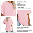 thumbnail image 3 of Camiseta holgada de manga corta para mujer, camiseta de manga corta con cuello redondo y hombros caídos de color puro para uso diario, Rosa M, 3 of 4