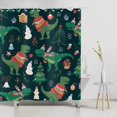 thumbnail image 4 of Christmas Shower Curtain, Green Dinosaur Snowman Xmas Tree Pattern Cute Animals Merry Christmas Holiday Bath Curtain Waterproof Fabric with Hooks for Home Decor, 72Wx84H, 4 of 6