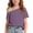 Purple, variant on Girls Color Block Striped Tee Tops One Shoulder Short Sleeve Baggy Soft Shirts Summer Casual Bassic Shirts Purple 11 Years