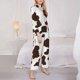 thumbnail image 3 of Fotbe Brown Cow Conjunto de Pijama de Manga Larga para Mujer con Estampado, Ropa de Dormir de 2 Piezas, Conjunto de Casa Suave y Cómodo con Bolsillos-Large, 3 of 7
