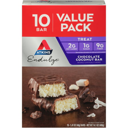 Atkins Endulge Chocolate Coconut Bar, 1.41oz, 10-pack (Best Diet Snacks For Weight Loss)