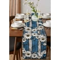 thumbnail image 4 of ERUNPONLY Blue White Daisy Table Runner - 90 Inch Long Vintage Farmhouse Butterfly Floral Wood Cotton and Linen Blended Dress Scarves Farmhouse Table Runner for Kitchen Dining, Coffee Table, 13"x90", 4 of 8
