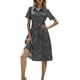 thumbnail image 5 of VISgogo Vestido de manga corta para mujer con estampado de moda, botón de solapa, vestido de longitud media con cinturón VISgogo  moda, 5 of 7