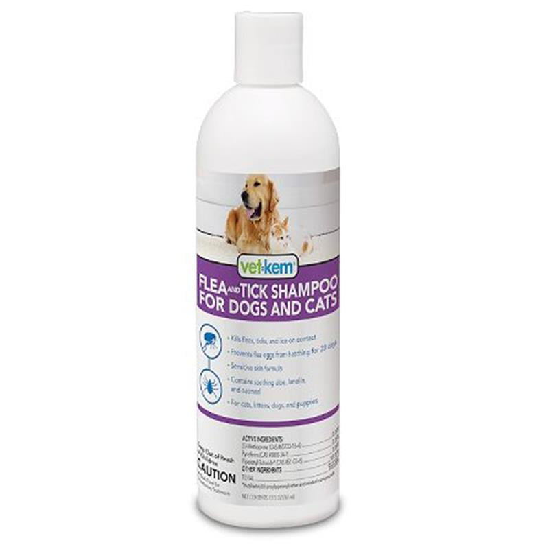 VetKem Flea & Tick Shampoo for Dogs & Cats (12 oz)