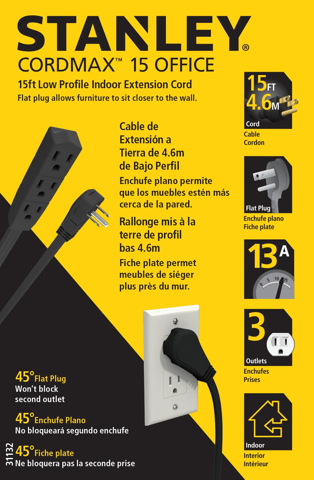 Stanley CordMax 15 (4,6 m) Extension de Cordon de Profil Bas 2.7m
