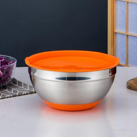 

Njspdjh Mixing Bowls With Airtight Lids Stainless Steel Metal Bowls Colorful Non Slip Bottoms Ideal For Baking Prepping Cooking And Serving Food Nesting Metal Bowls For Space Saving