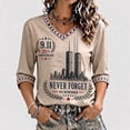 thumbnail image 3 of 9/11 25th Anniversary Shirt Womens WE Will Never Forget Tee Shirts | Lightweight Fabric, V Neck Short Sleeve Tops, American Flag, 2001-2026 25Th Anniversary Tops, Patriotic Honor Tee Shirt,2XL, 3 of 5