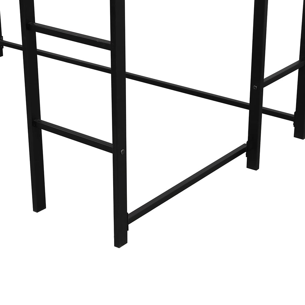 Kepooman Full Size Metal Loft Bed with 2 Shelves & Desk for Bedroom, 71.7'' H x 57'' W x 80'' L, Black Kepooman Full Size Metal Loft Bed with 2 Shelves & Desk for Bedroom, 71.7'' H x 57'' W x 80'' L, Black