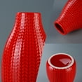 thumbnail image 3 of Modern Geometric Christmas Red Flower Vase Set of 3, Handmade Shinning Vase for Pampas Grass, Fresh Bouquets, Cute Decorative Ceramic Vase for Home, Living Room Office (5.5" Tall), 3 of 6