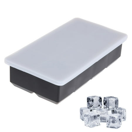 

PhoneSoap Covered Ice Tray Set With 8 Ice Cubes Molds Flexible Rubber Plastic Stackable Ice Cube Mold Black