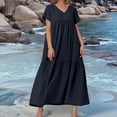 thumbnail image 2 of V Neck Irregular Hem Maxi Dress For Women Spring Summer Color Styles In Various Sizes, 2 of 5