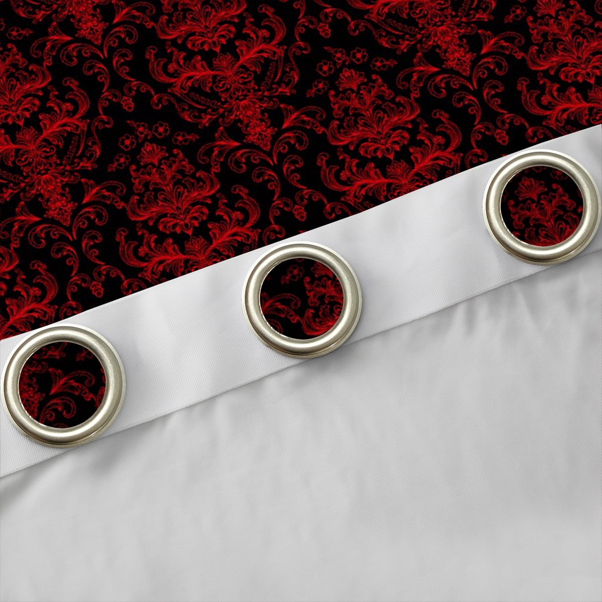 jejeloiu Victorian Damask Blackout Curtains Set of 2 (52x84 Each),Vintage Gothic Floral Window Curtains,Red Black Curtains and Drapes For Adult,Lightweight Room Decorative