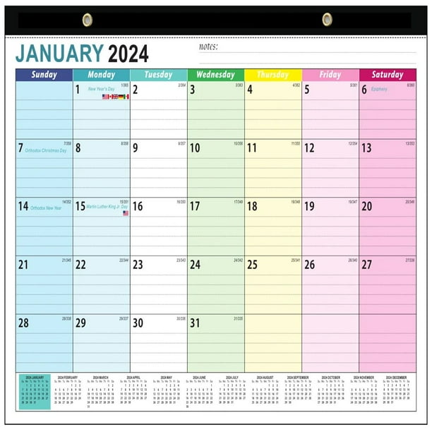 Calendario de escritorio para colgar en la pared, planificador semanal y anual, grande, lista de tareas pendientes, organizador de Agenda, 2024,1-2025,6