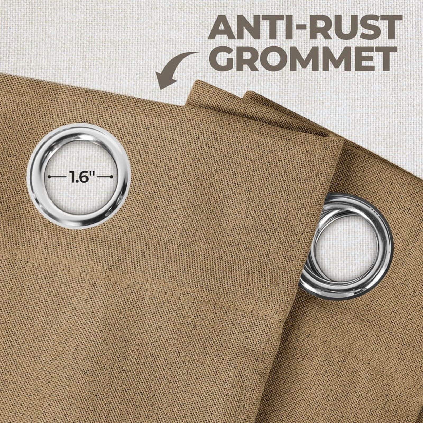 Superior Linen Blackout Curtains Set of 2, Grommet Header Curtain Panel Pair, Acorn, 42"W x 96"L