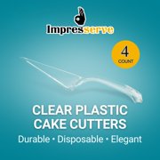 Impresserve [4 Pack] Disposable Clear Plastic Cake Cutters – Durable Dessert Slicer and Server for Cakes, Cheesecakes, and More