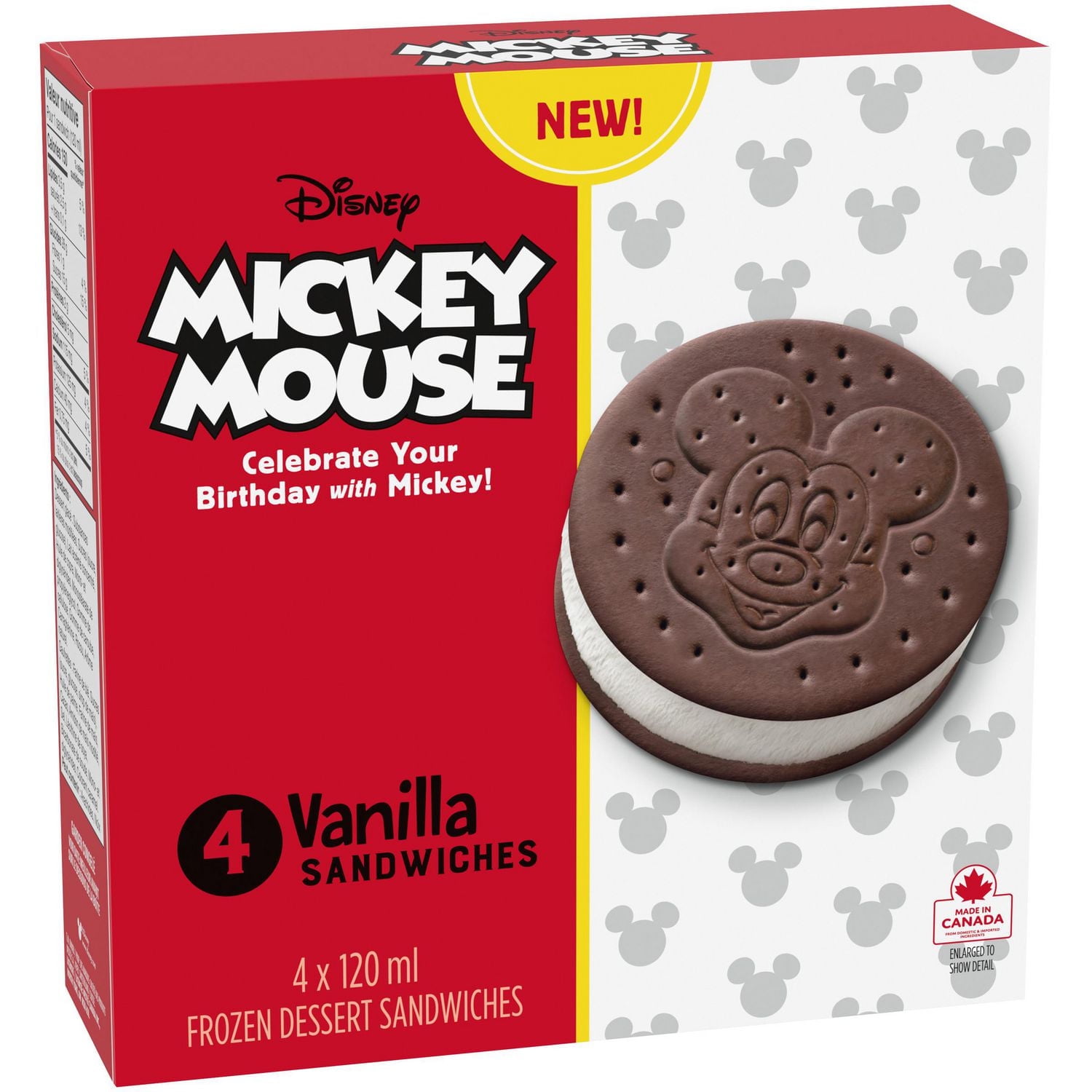 Disney Mickey Mouse Frozen Dessert Sandwiches 4 x 120 ml