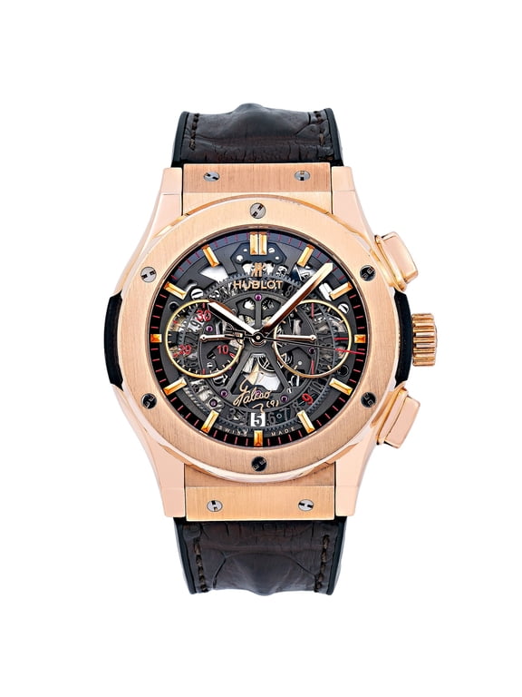 Pre-Owned Hublot Classic Fusion Aerofusion 525.OX.0180.LR Black Dial With Leather Bracelet