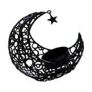 4pcs Metal Candleholder Ornament Romantic Hollow-out Moon Candle Holder Decoration