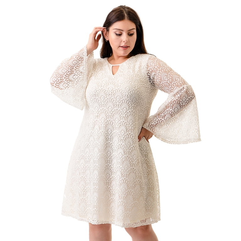 ella samani women's plus size lace sleeve yoke dress Ella Samani Women's Plus Size Lace Wrap Maxi Dress with Tie Waist