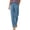 Blue, variant on Womens Casual Cotton Pants Elastic Waist Straight Leg Trouser Slim Fit Comfortable with Pockets