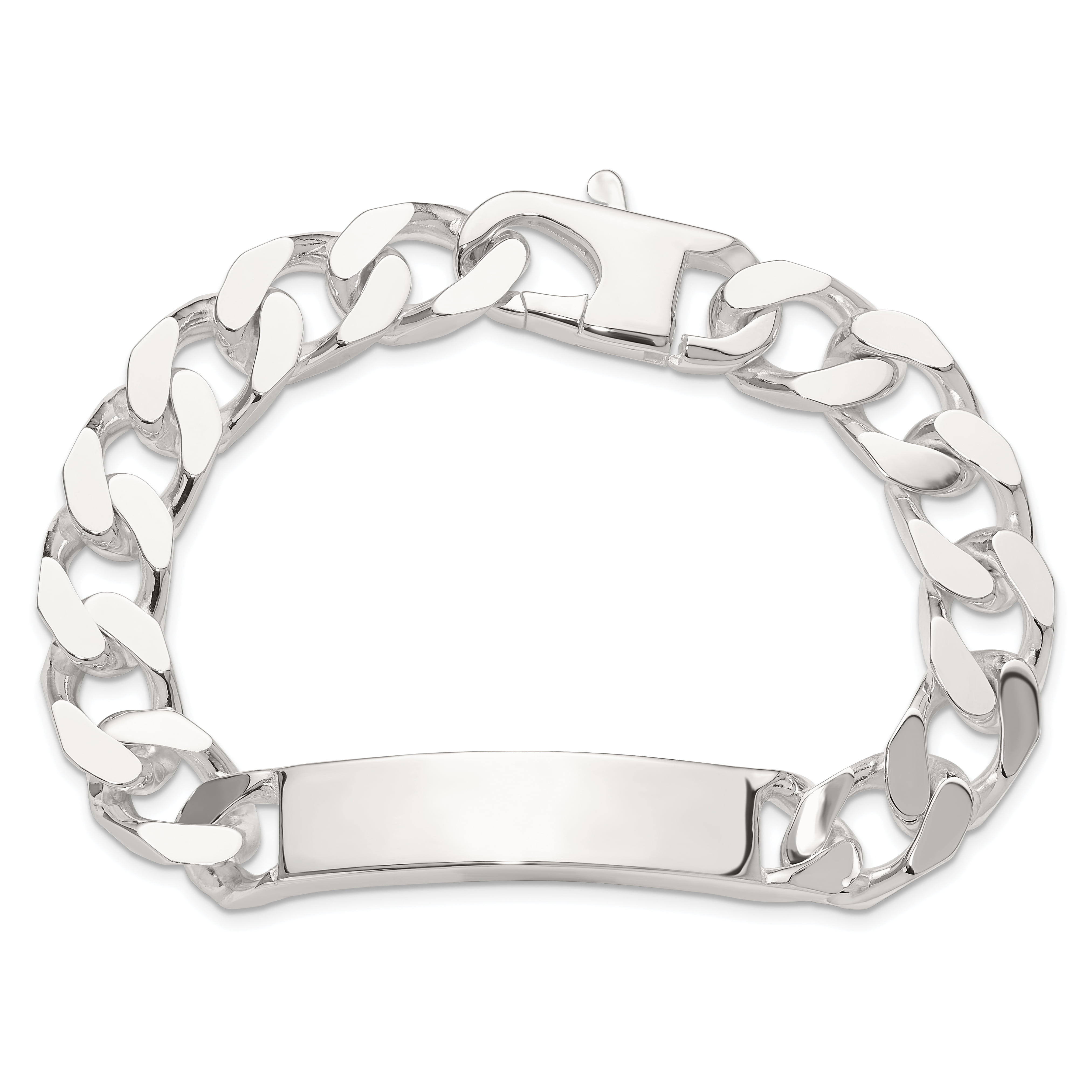 925 Sterling Silver Curb Link Name Bar Identification ID Bracelet