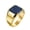 Gold Plated, variant on Mens Stainless Steel Square Gemstone Signet Ring Setting with Black Onyx Classic Wedding Band Rings Gift Gold Size 13