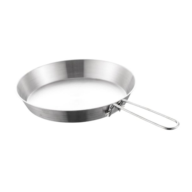 Manijas de cocina de acero para acampar de acero inoxidable, manija plegable, fácil de limpiar la plancha de cocción al aire libre para el exterior de 16 cm