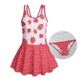 thumbnail image 3 of FOR U DESIGNS Girls' Sleeveless One-Piece Swimsuit Quick Dry Tank Bathing Suit Swimwear with Short Bathing Suit for Kids, Strawberry, 3 of 7