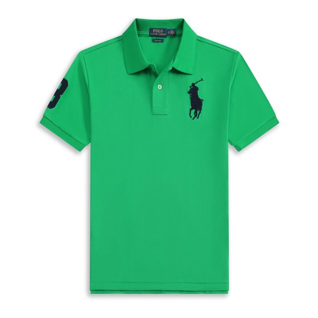 Short Sleeve Polo Shirt Men's Loose Plus Size Lapel Solid Color Cotton Embroidered Shirt