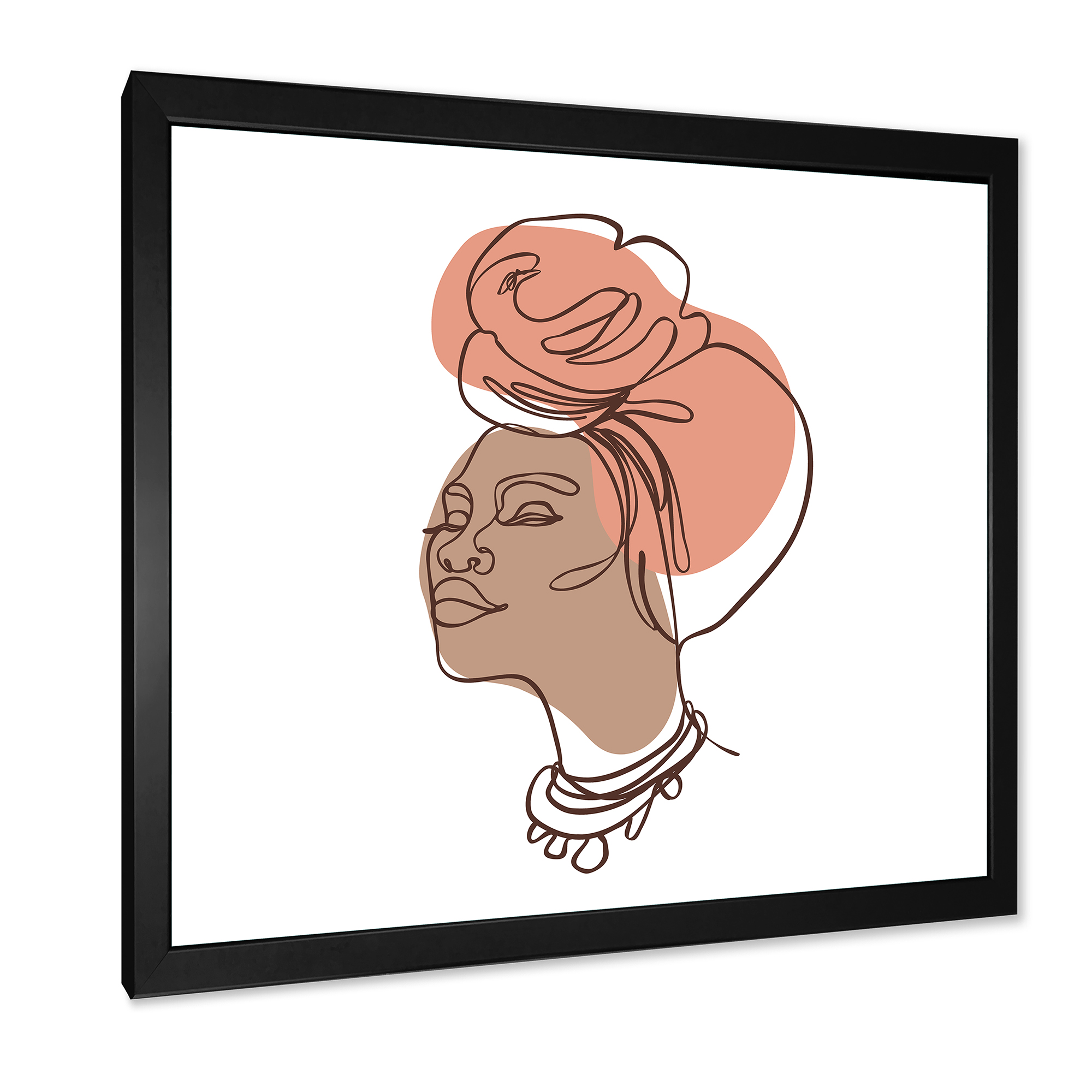 Designart 'One Line Portrait of Afro American Woman IV' Modern Framed Art Print
