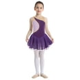 thumbnail image 3 of iiniim Girls Shiny Rhinestone Figure Ice Skating Dress Dance Ballet Tutu Skirted Leotard Competition Costume A Purple 6, 3 of 7