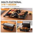 thumbnail image 4 of Panini Press Grill  1000w Sandwich Maker With Non-stick Coated Plates Opens 180 Degrees For Any Size Of Food 3-in-1 Electric Stainless Steel Surface And Removable Drip Tray, 4 of 7