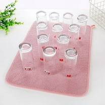 iMucci Large Microfiber Dish Drying Mat for Kitchen Counter, 20 x 15 inch, Charcoal Reversible Absorbent Dish Mats Pads, Pink