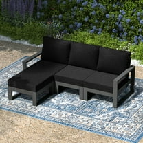 WestinTrends Montara 4-Piece Outdoor HDPE All-Weather Modern Deep Seating Patio Sofa Sectional Set with Waterproof Cushions, Gray/Black