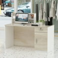 thumbnail image 2 of Timechee 55.1"W 43.3"H Rectangular Wood Reception Desk With Lockable Drawer, 2 of 5