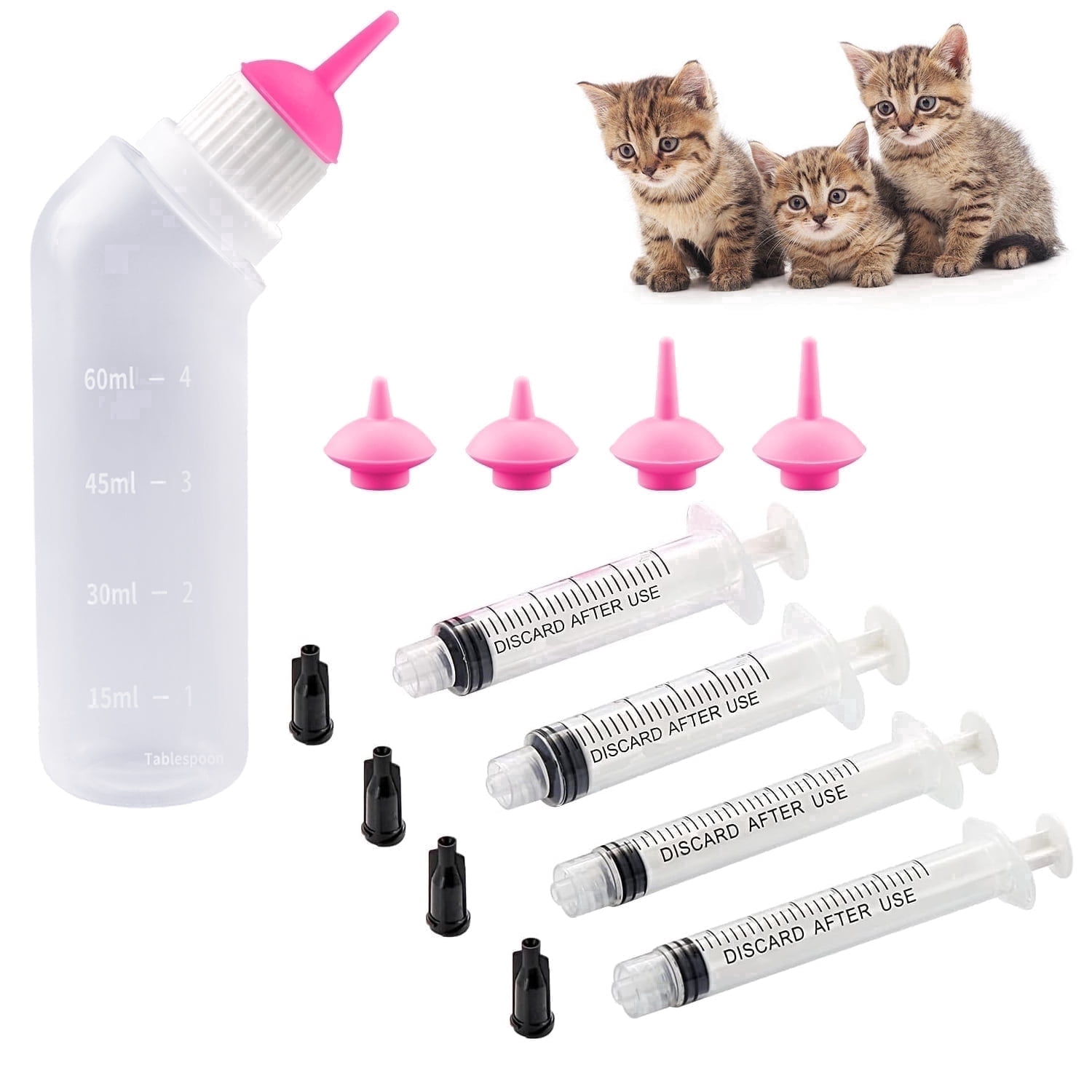 Gufastore Lightweight 13-Piece Nursing Kit with Pet Feeder Bottle, Feeding Nipple and Syringes for Newborn Puppies and Kittens