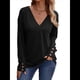 thumbnail image 3 of Camisa de Larga para Mujer, Atuendos de Otoño, Ropa Informal Elegante, Blusa Tipo Túnica con Cuello en V y Botones. Negro L, 3 of 8